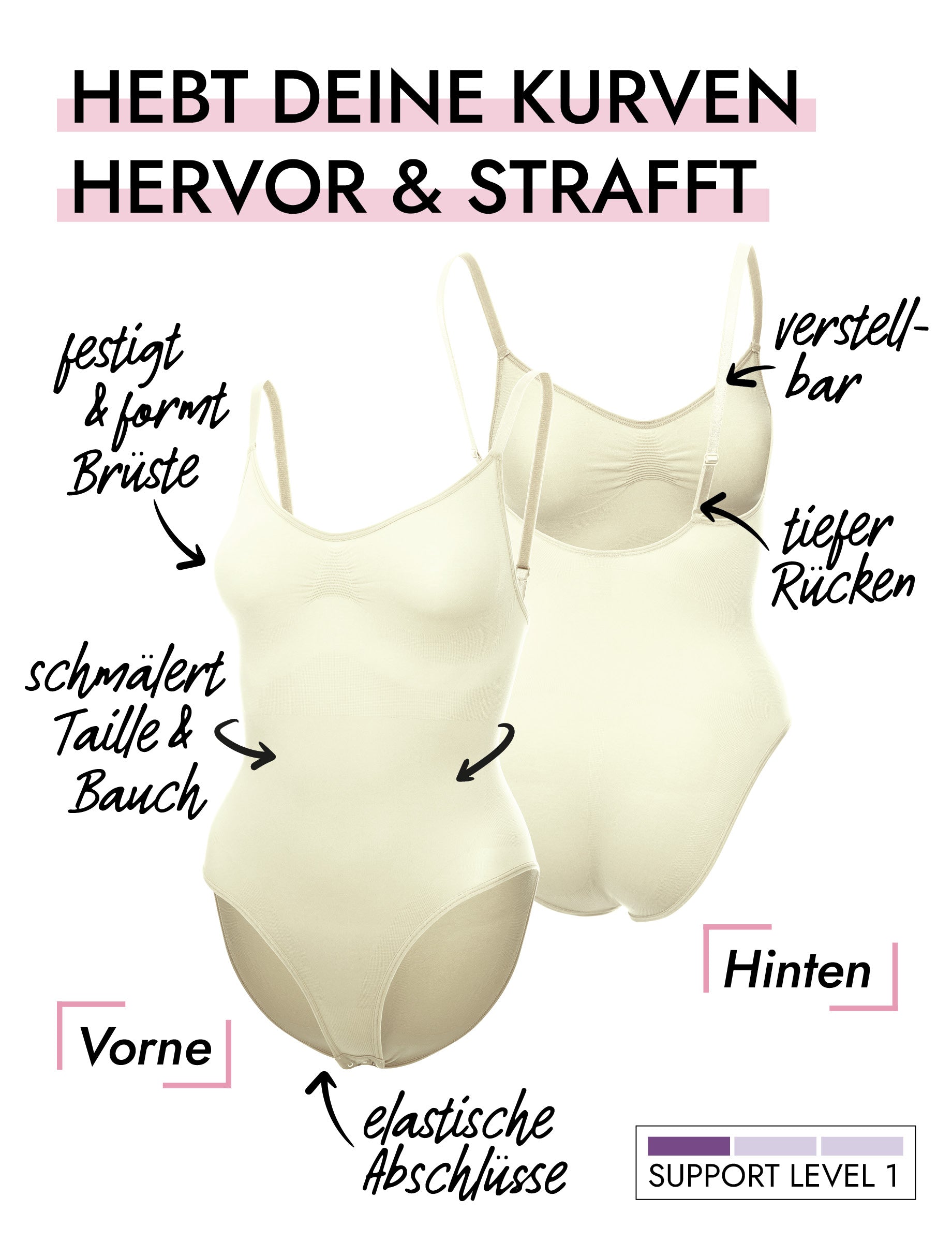 Skin Wrap Seamless Shapewear Body ohne Bügel