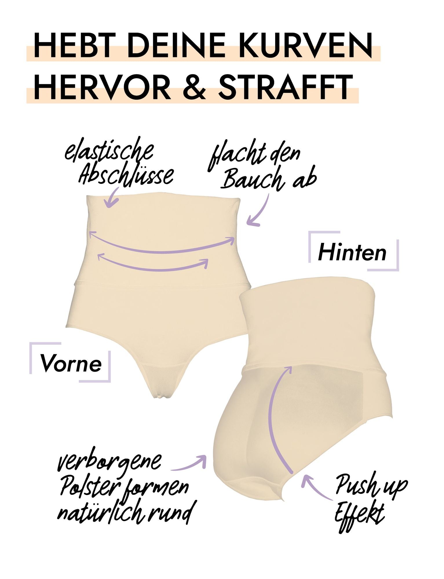 Po Push-up Hose mit Bauchweg Taillenformer