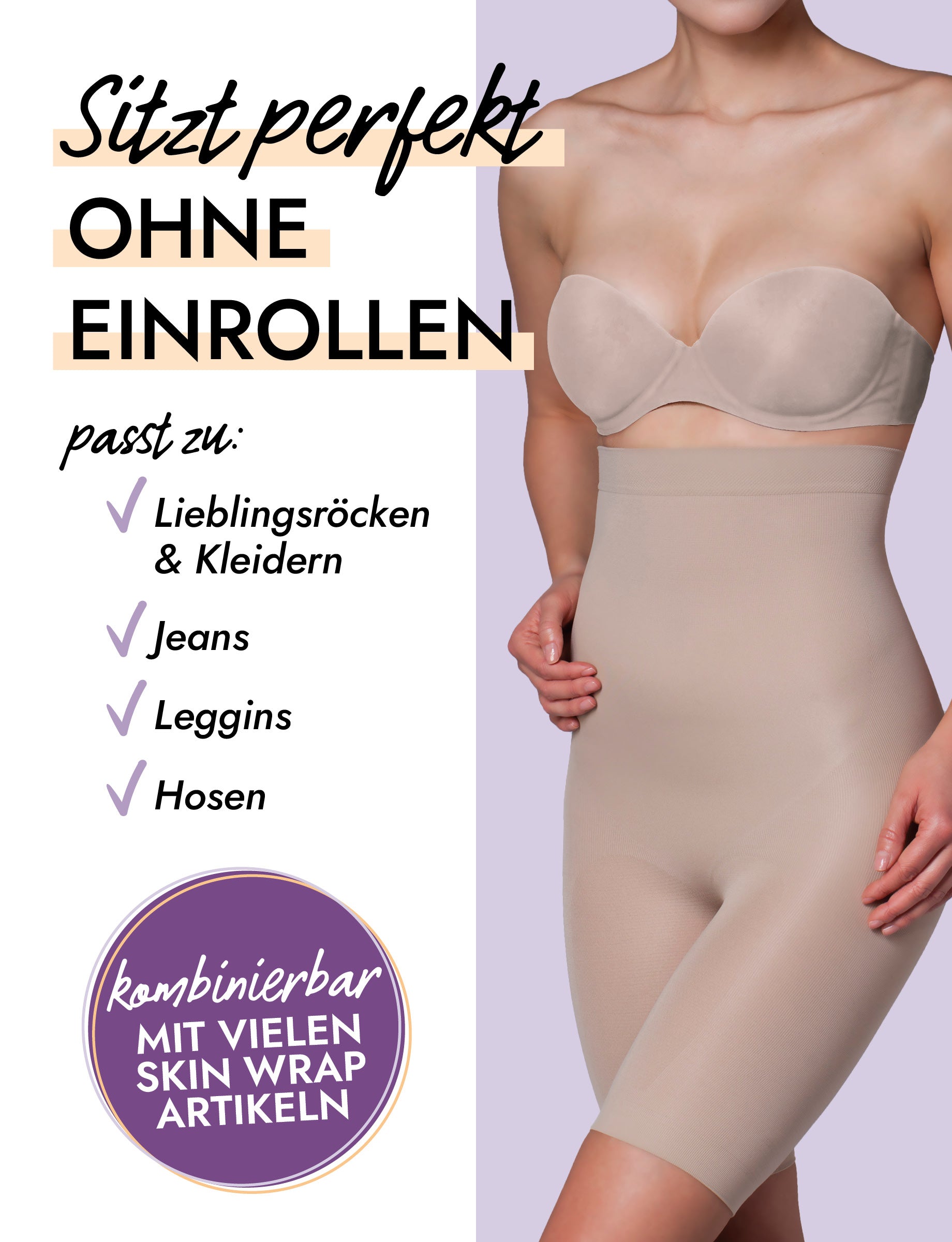 Hohe Seamless Shapewear Hose mit Bein