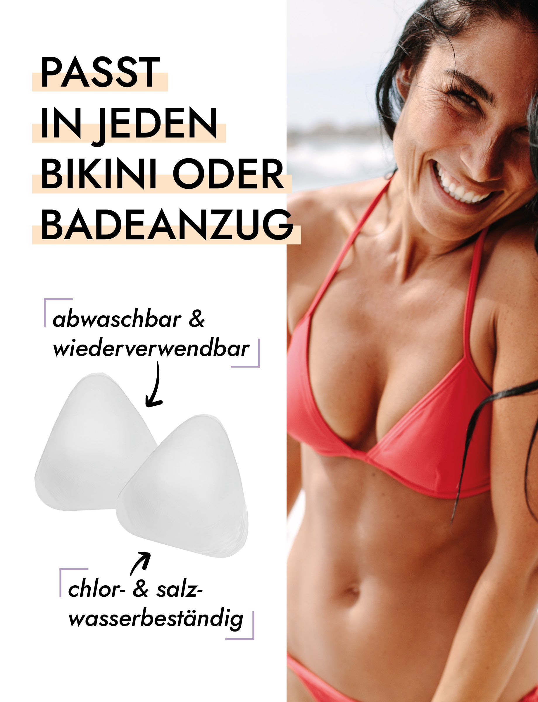 BH Einlagen Beach Triangel, Add-a-Size, Push-up Silikon