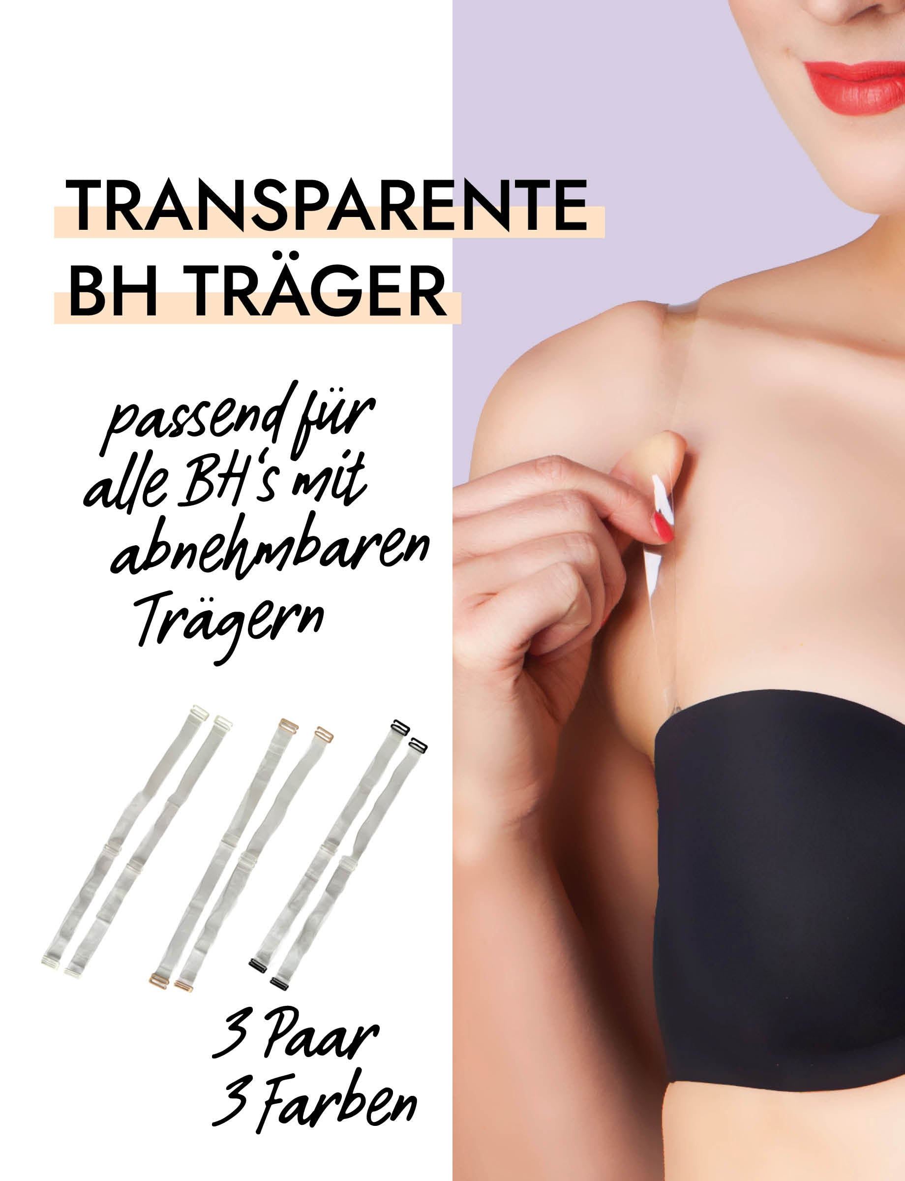 Skin Wrap Accessories Clear Bra Straps with Nickel-Free Metal Hooks – Transparente BH-Träger