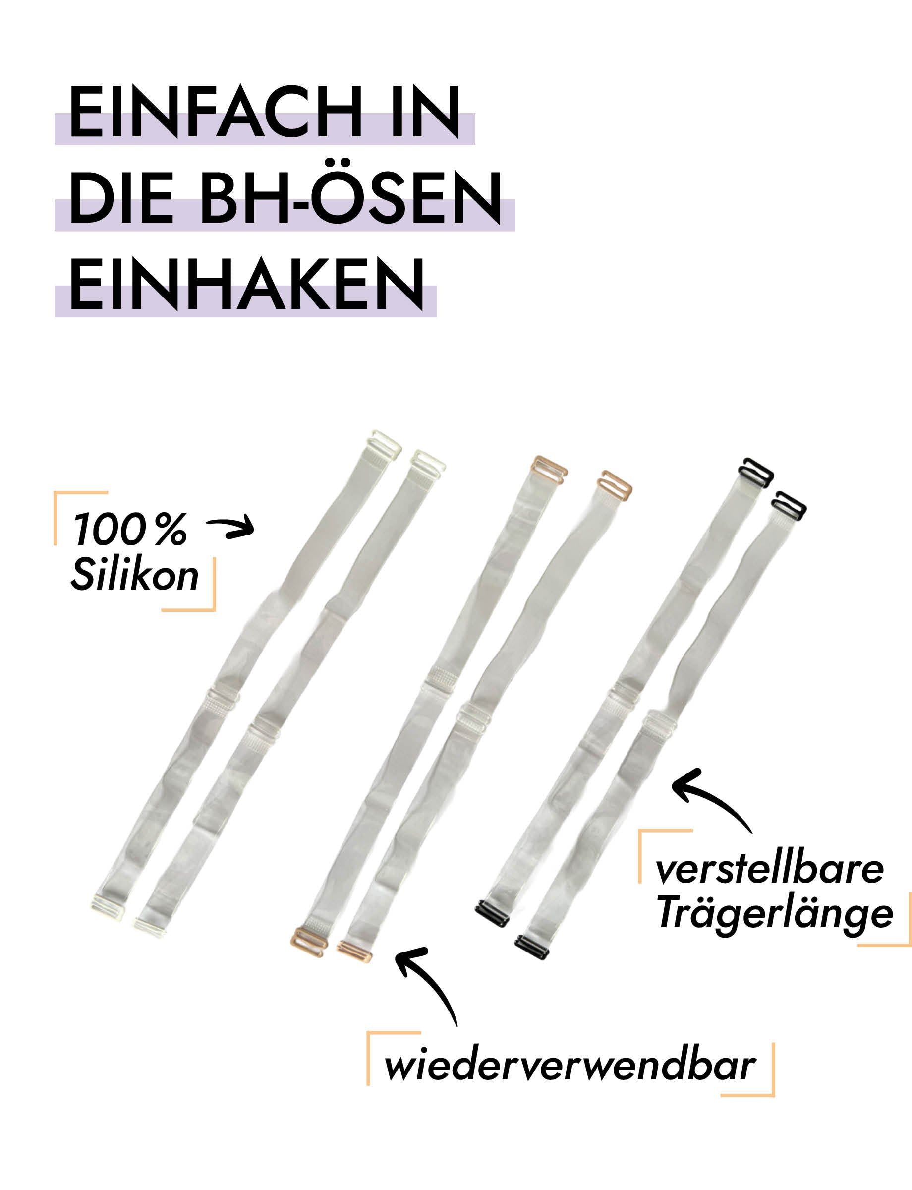 Skin Wrap Accessories Clear Bra Straps with Nickel-Free Metal Hooks – Transparente BH-Träger